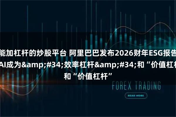 能加杠杆的炒股平台 阿里巴巴发布2026财年ESG报告：AI成为"效率杠杆"和“价值杠杆”